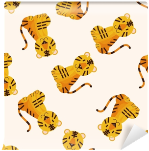 Animal Tiger Cartoon , Cartoon Sticker Icon Wall Mural - Drawing (400x400), Png Download