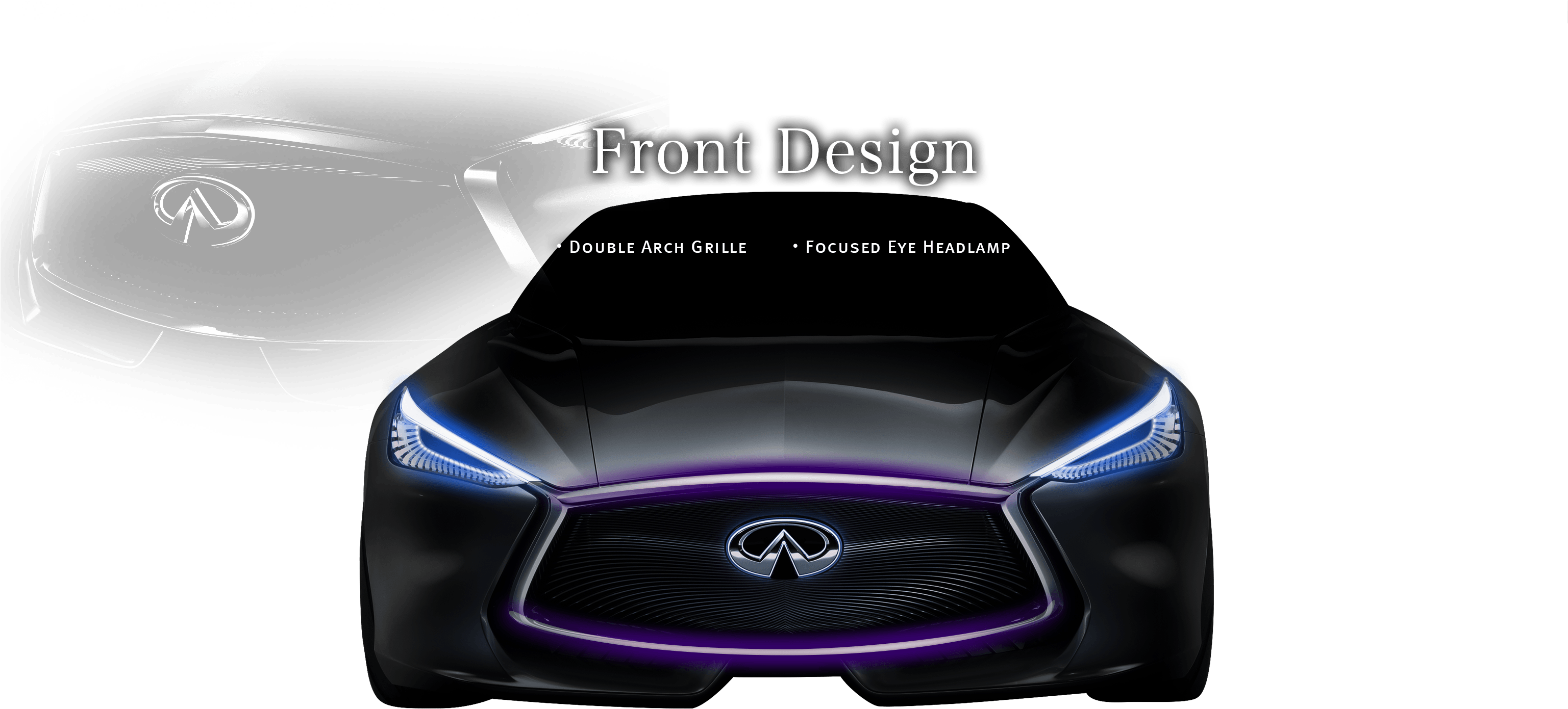 Front Design ・double Arch Grille ・focused Eye Headlamp - Infiniti Double Arch Grille (3072x1842), Png Download