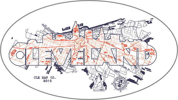 Cleveland Map 6" Wide Vinyl Decal - Lucky Dog Design Studio (625x352), Png Download