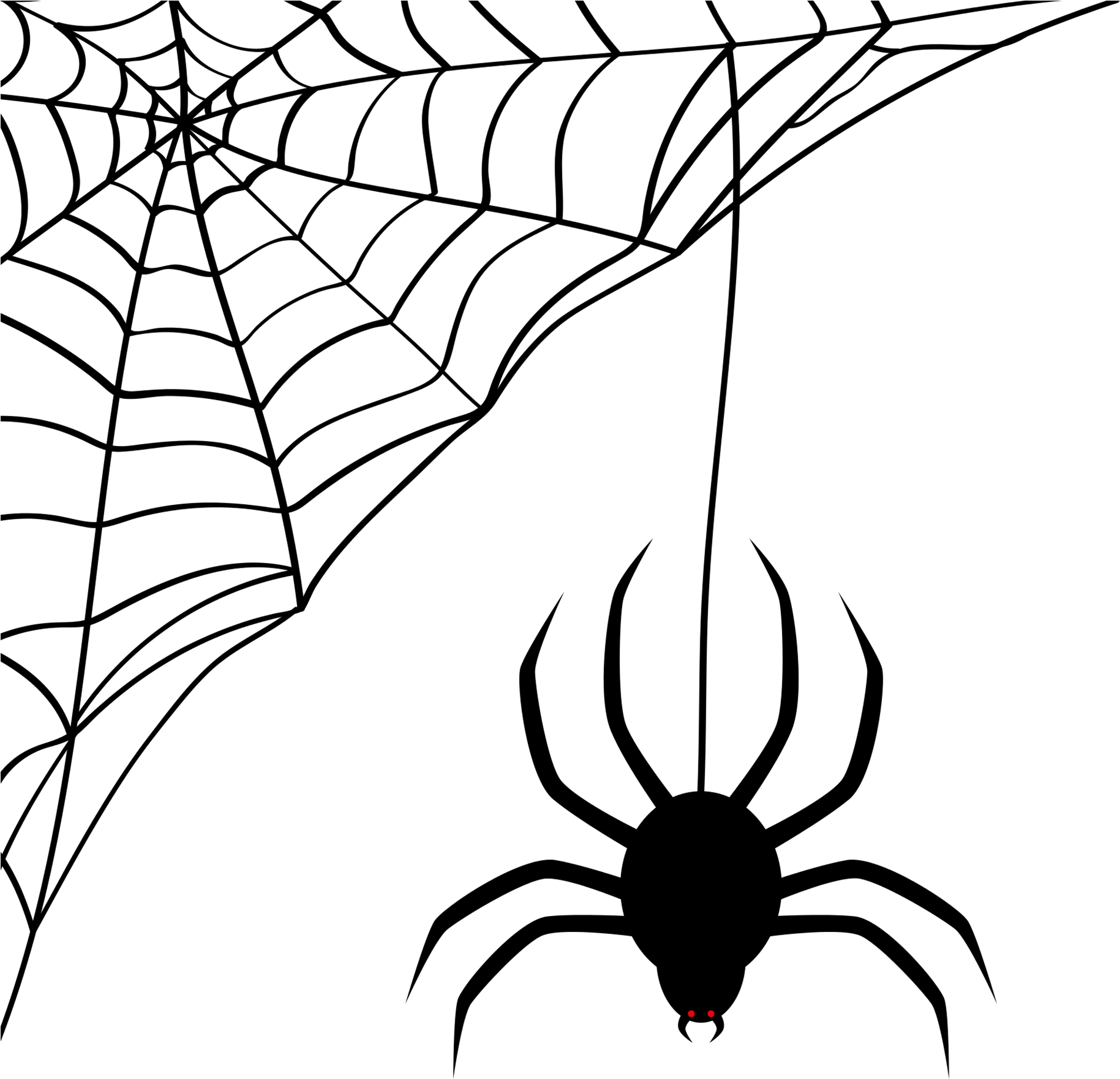 Black Cat Silhouette - Spider Web Clipart (2000x1833), Png Download