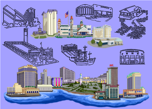 A Preliminary Set Of Illustrations Showcasing The Casinos - City Of Atlanta Cartoon Map (750x550), Png Download