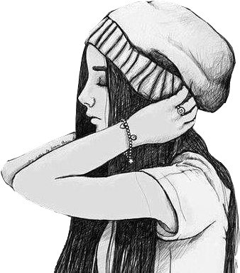 More Like Vintage Girl Png 13 By ~ananurputeri On We - Sketch Of A Girl With Hat (403x403), Png Download