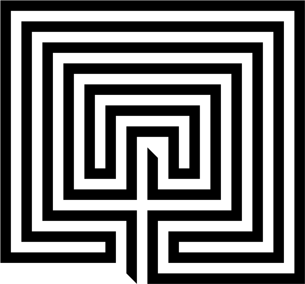Cretan Labyrinth Square Path - Labyrinth Square (1095x1024), Png Download