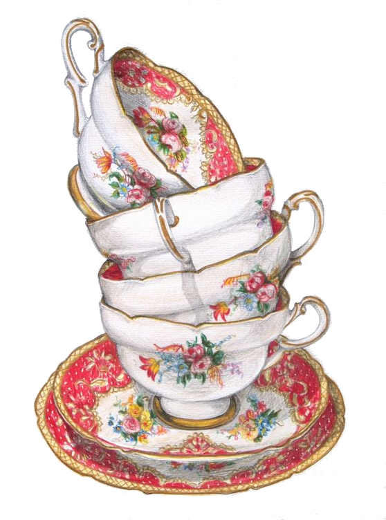 Transparency / Overlay For Personal Use - Vintage Tea Cup Drawing (564x751), Png Download