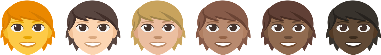 Your Skin Tone Emoji Choices For The Adult Emoji - Skin Color Emoji (1400x300), Png Download
