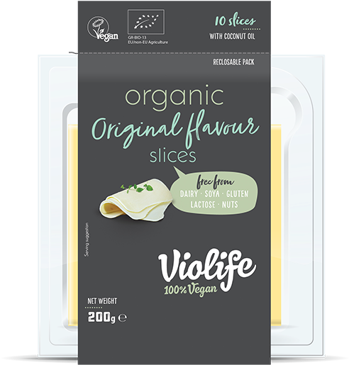 Organic Original Flavour Slices - Violife Cheddar (500x550), Png Download