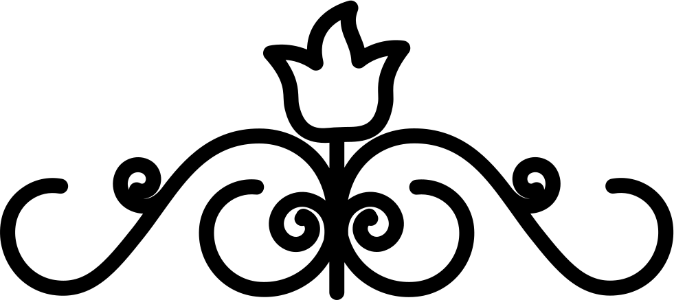 Floral Design With One Closed Central Flower On Top - Curved Lines In Art (981x437), Png Download