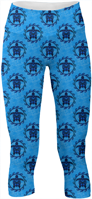 Tribal Maori Sun And Turtles Yoga Pants $65 - Maori Tribal Blue Turtle Throw Blanket (400x719), Png Download