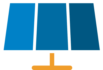 A Simple Icon In Blue And Orange Of Three Solar Panels - Racquet Sport (626x521), Png Download