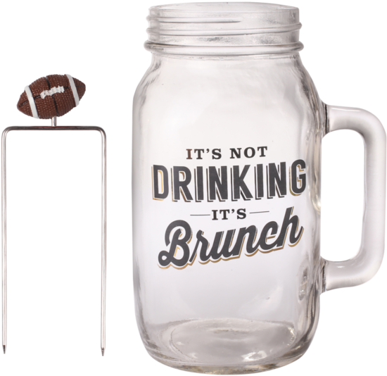 Bloody Mary Mason Jar With Football Skewer - Jar (640x640), Png Download