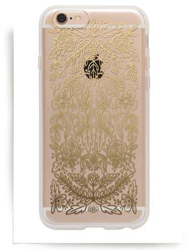Gold Floral Lace Iphone Case - Rifle Paper Co. Iphone 6 Phone Case Gold Floral Lace (400x510), Png Download