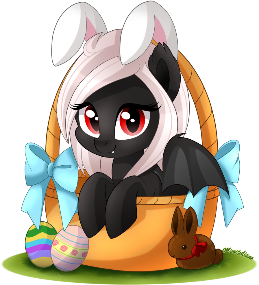 Mimijuliane, Basket, Bat Pony, Bunny Ears, Chocolate - Easter Basket (911x1024), Png Download