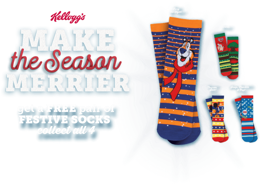 Make The Season Merrier Get A Free Pair Of Festive - Kellogg's Festive Socks (894x631), Png Download