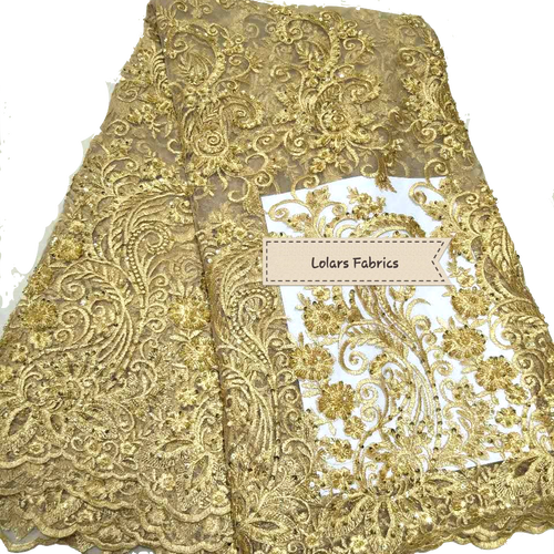 Share Gold Beads And Stone Tulle Lace - Stole (500x500), Png Download