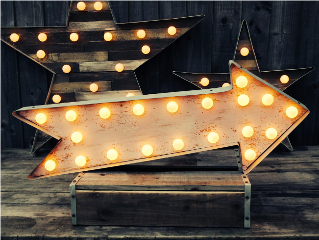 Arrow Vintage Look Marquee Light - Fleche Lumineuse Vintage (650x650), Png Download