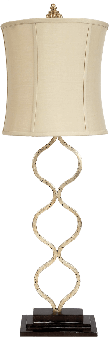 Silver Metal Wave Decorative Table Lamp With Gold Drum - Gold (1200x1200), Png Download