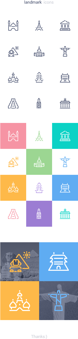 Landmark Icons On Behance - Landmark Iconography (600x1320), Png Download