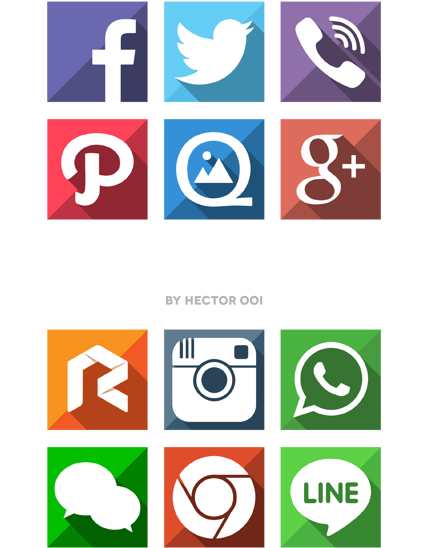 Long Shadow Flat Icons By Hector Ooi, Via Behance - Line (600x1029), Png Download