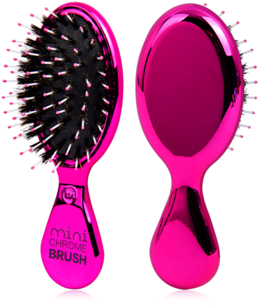 Mini Chrome Boar Bristle No-frizz Paddle Brush - Pink Brushes & Combs By Tiri - Pink Chrome No-frizz (480x480), Png Download