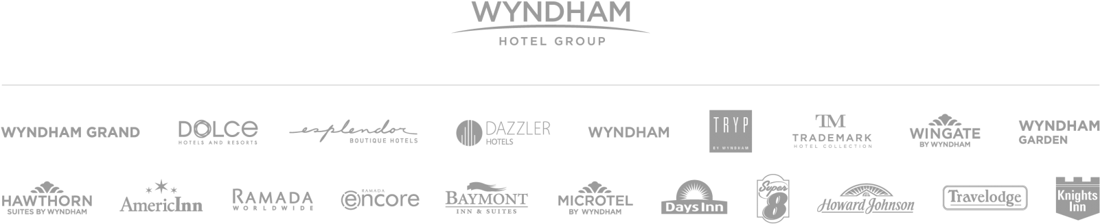 Whg Hotel Brands 2row Center Rgb Intl Solid - Wyndham Hotels & Resorts (1800x517), Png Download