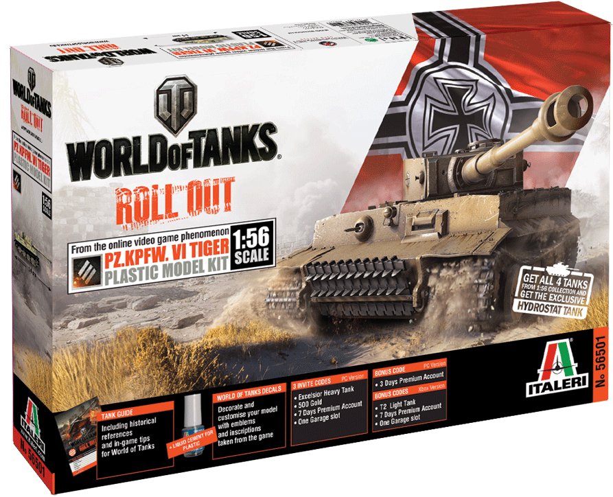 Italeri Model Kits World Of Tanks Roll Out German Tiger - World Of Tanks Italeri Tiger (1200x794), Png Download
