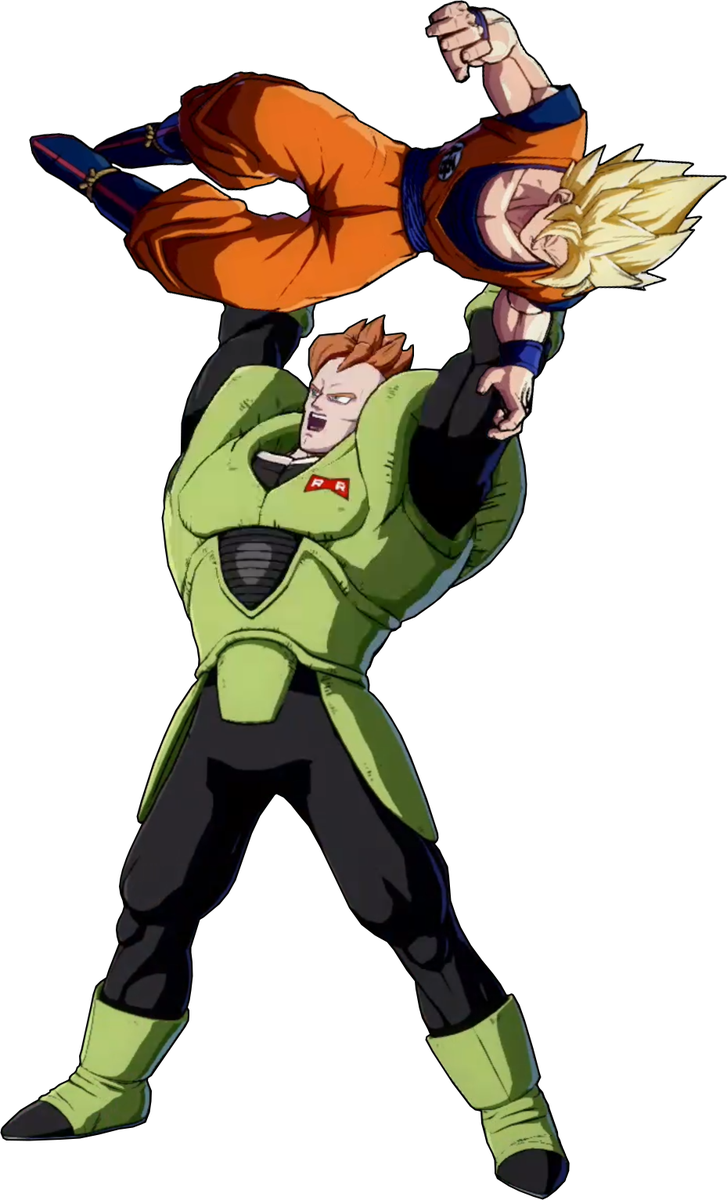 So Here's The Cleanest "android 16 Throwing Goku" Transparent - Android 16 Dunking Goku (727x1200), Png Download