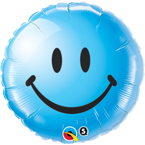 18" Redondo, Carita Feliz, Azul - Orbz Balloon Smiley Face (480x480), Png Download