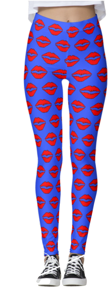Kiss Lips Thick Band Leggings - Ww1 German Lozenge Camouflage (418x1024), Png Download