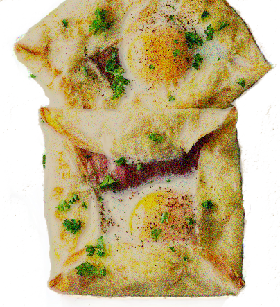 Dulce O Salado - Eggs Benedict Crepes (404x443), Png Download