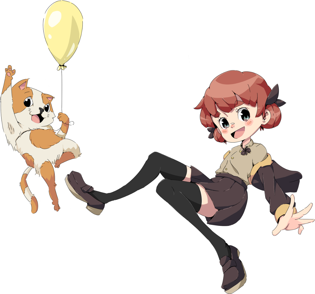 Tobu Tobu Girl Logo Girl And Cat Floating In The Air - Game Boy (1024x957), Png Download