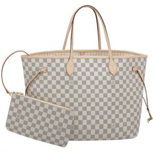 N41360 Louis Vuitton 2014 Damier Azur Canvas Neverfull - Louis Vuitton Tote Bag Cream (300x400), Png Download