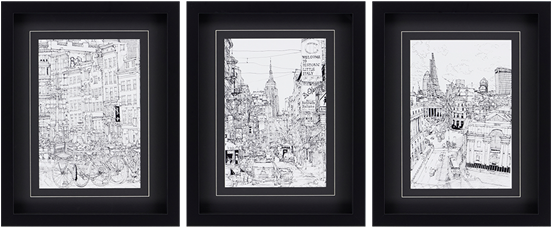 B&w Cities I - Framed Canvas Art - B&w City Scene Ii (550x550), Png Download