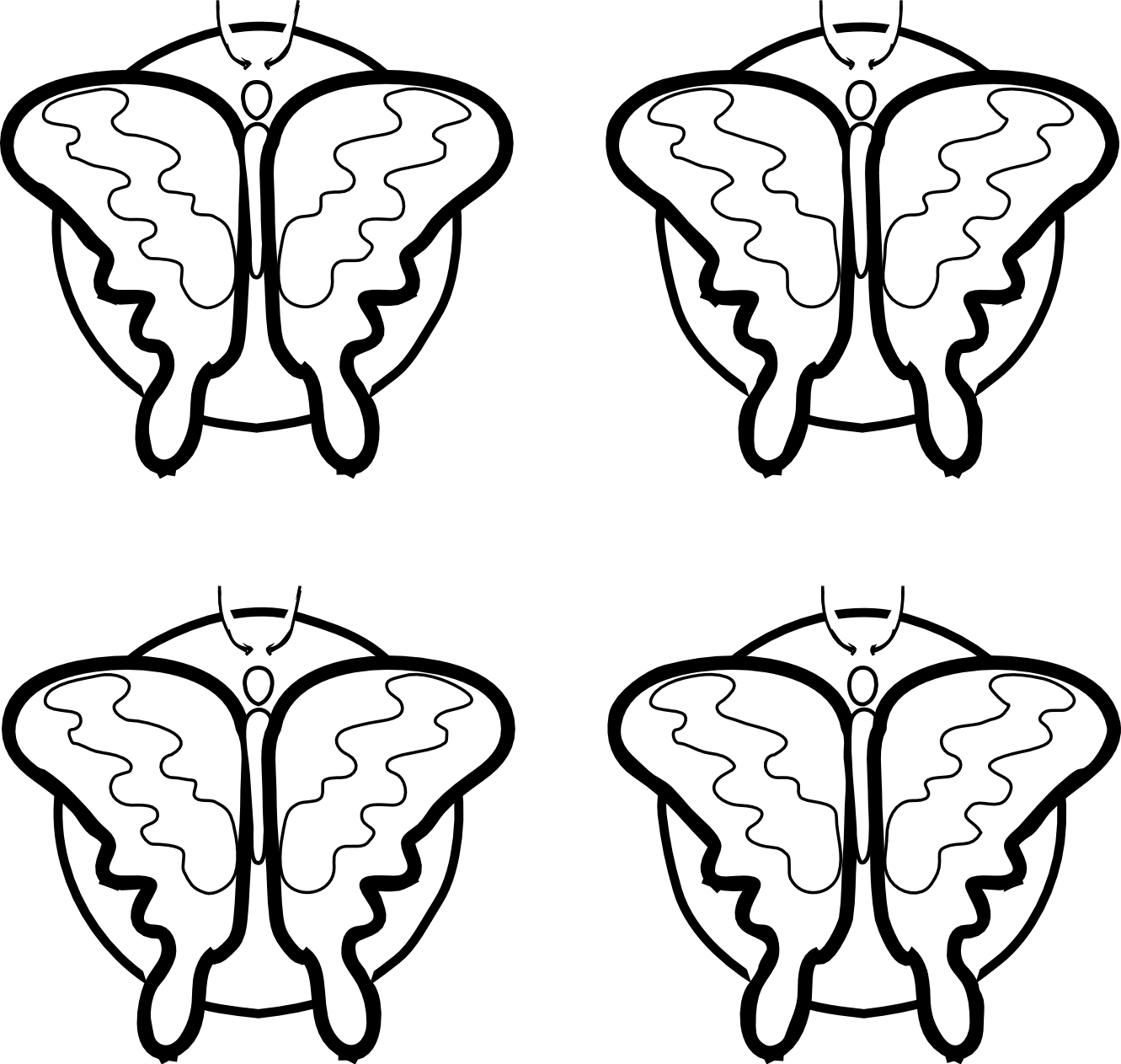 Butterfly Black And White Black And White Butterfly - 4 Butterfly Clipart Black And White (1331x1263), Png Download