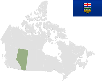 Map Of Canada - Alberta Flag (454x352), Png Download