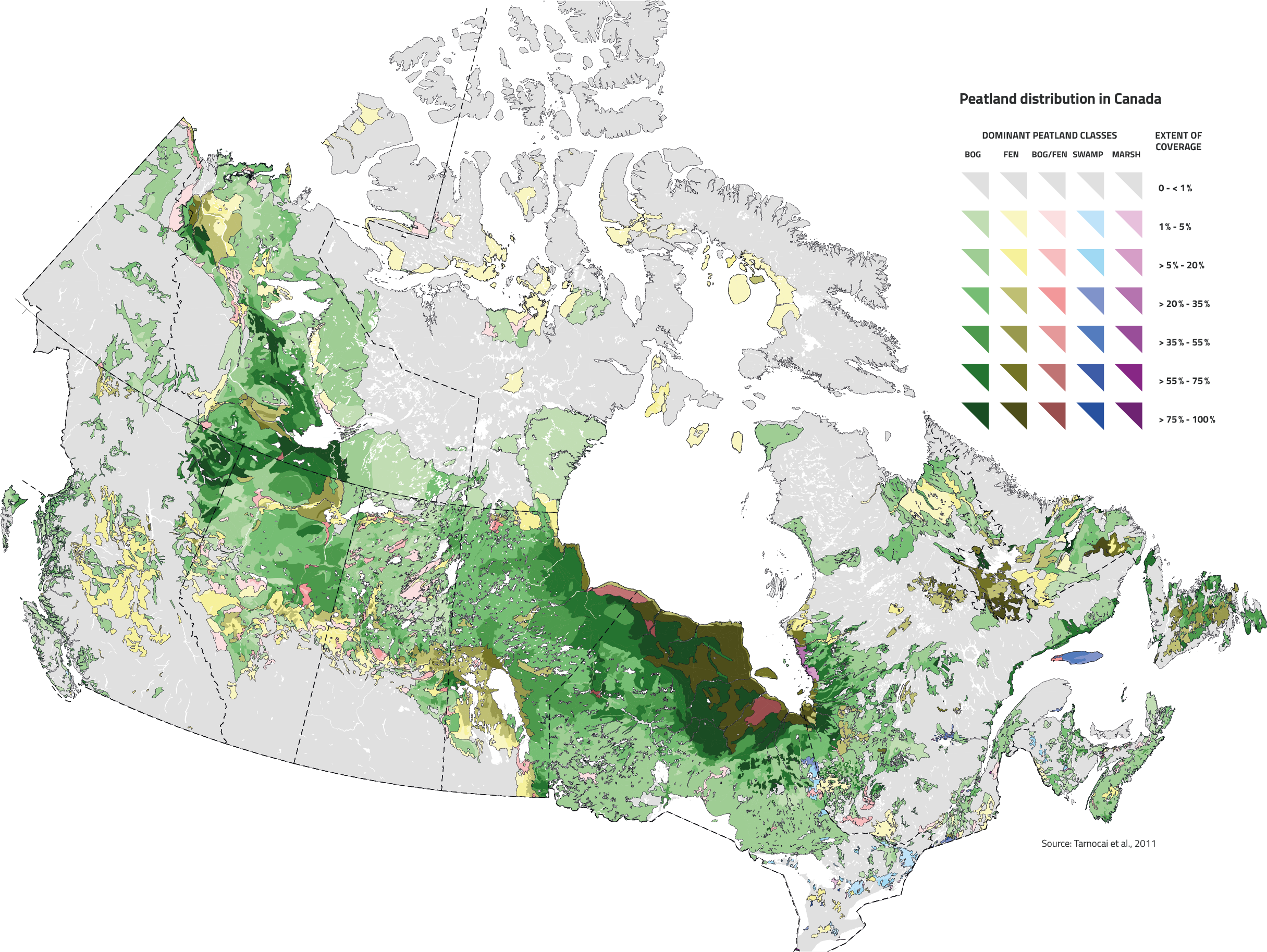 Peatland Distribution In Canada's Provinces And Territories - Canada Map Magnet Chart (2430x1951), Png Download