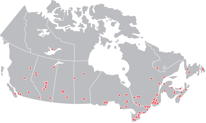 Wajax Operates More Than 100 Branches Across Canada - Map Of Canada Icon (682x408), Png Download