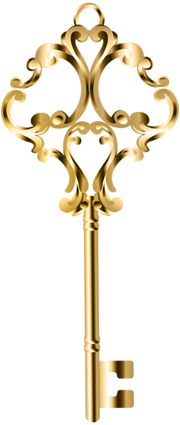 0, - Gold Key Clipart Transparent (255x600), Png Download