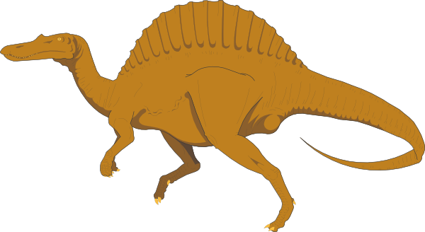 Dinosaur Clipart Spinosaurus - Brown Dinosaurs (600x328), Png Download