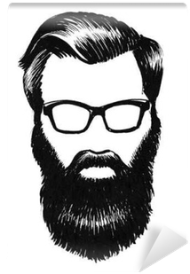 Hipster In Glasses With A Black Beard Wall Mural • - Beard (400x400), Png Download