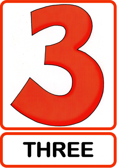 Three, 3 Numbers Icon Png Images - Numbers In English Flashcards (400x572), Png Download