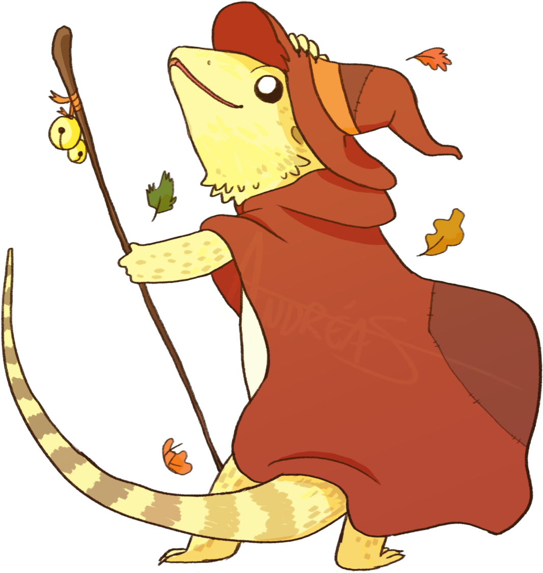 “ A Sticker Commission For The Lizard Wizard Series - Cartoon Bearded Dragon Lizard (1280x1275), Png Download