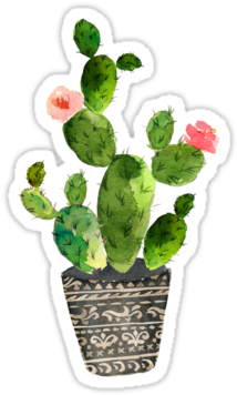 Quot Watercolor Cactus Quot Stickers By Southprints - Cactus Stickers (375x360), Png Download