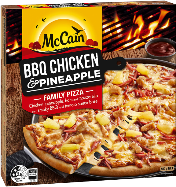 Bbq Chicken And Pineapple Family Pizza 500g (720x720), Png Download
