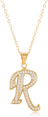 18k Gold Plated Letter R Design Locket Set - Gold Locket Letter R (380x380), Png Download