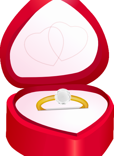 Engagement Ring Clipart Black And White Archives - Cartoon Diamond Ring (366x500), Png Download