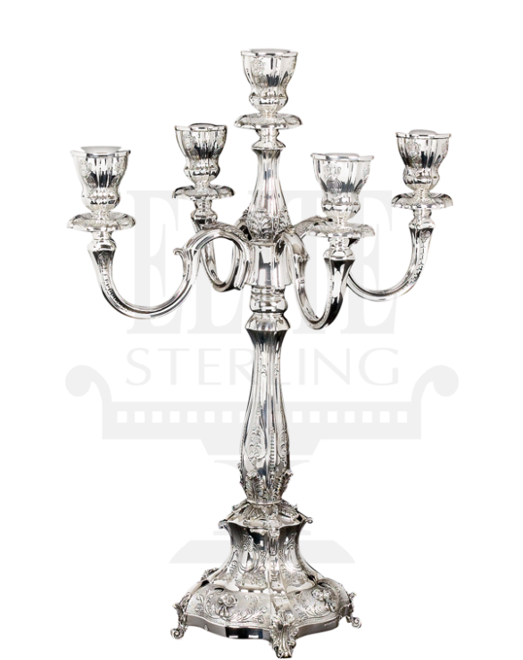 Close Balagio Silver Candelabra 5 Branch - Silver Candelabra (585x780), Png Download
