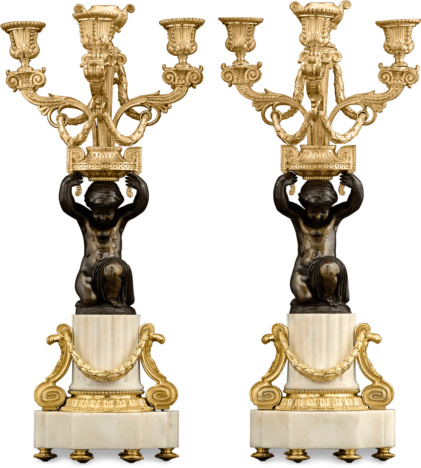 Louis Xvi Marble, Ormolu And Patinated Bronze Candelabra - Ormolu (1750x1750), Png Download