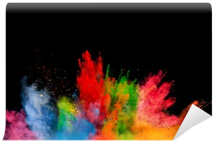 Colored Dust Explosion On Black Background Wall Mural - Black Background With Colour (400x400), Png Download