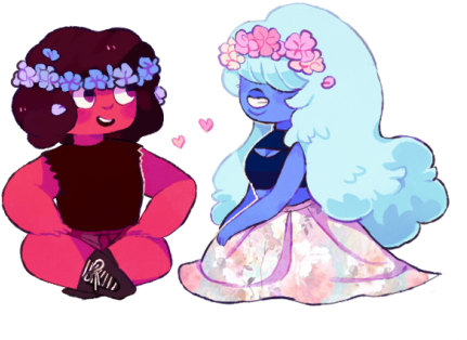 Rainbow Flower Crown Transparent - Steven Universe Ruby And Sapphire Flower Crown (500x340), Png Download