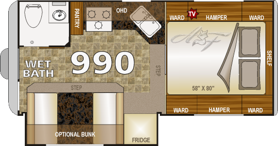 Arctic Fox Classic 990 S Floorplan - 2018 Northwood Arctic Fox 990 (572x300), Png Download